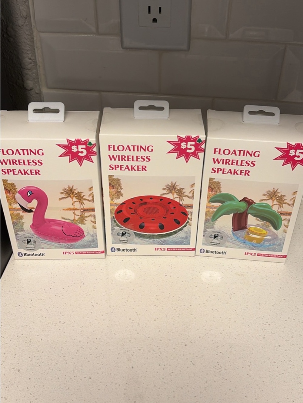 Floating Wireless Speaker Trio - Flamingo, Watermelon, Palm Tree